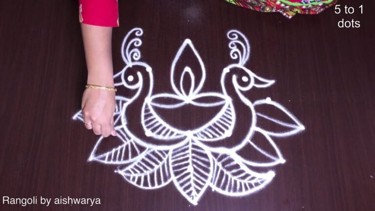 twin peacock rangoli for Diwali