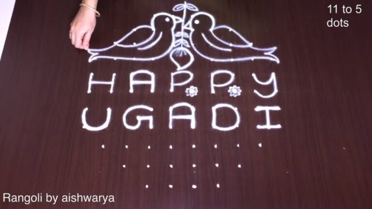 11×5 dots Ugadi birds rangoli