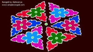 Ugadi Rangoli With Dots 15×8 Traditional