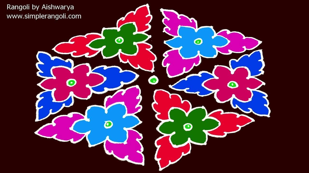 Ugadi Rangoli With Dots 15×8 Traditional