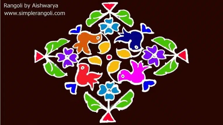 15×1 dots colourful Ugadi muggulu