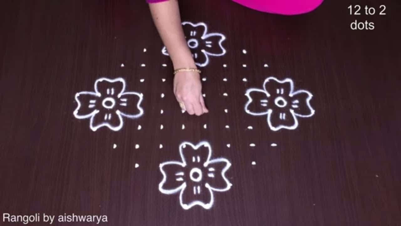 Unique Pattern Rangoli Design 12-2 Dots