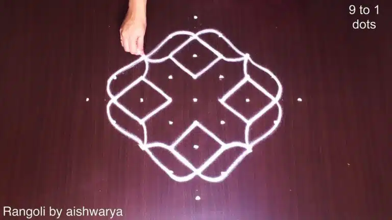 Unique Pulli Kolam Step by Step