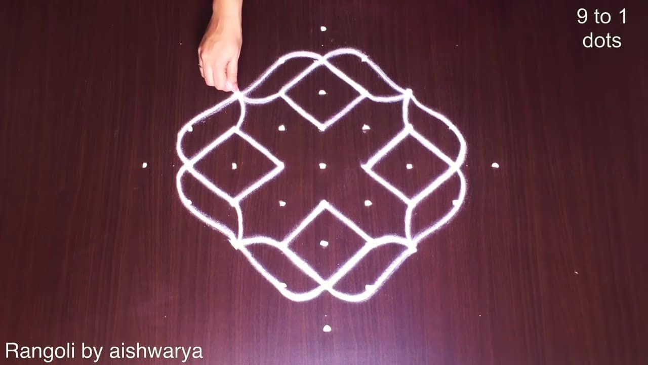 Unique Pulli Kolam Step by Step