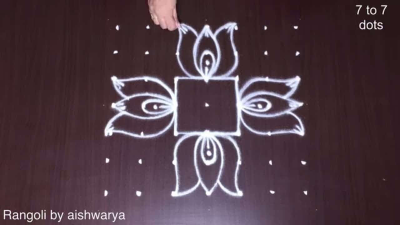 Varalakshmi Special Lotus Flower Rangoli
