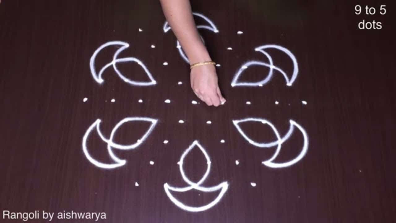 Very Easy 9×5 Dots Daily Kolam