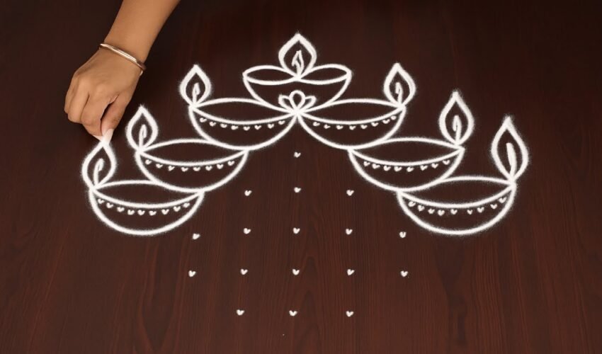 Easy Diya Rangoli Designs for Diwali