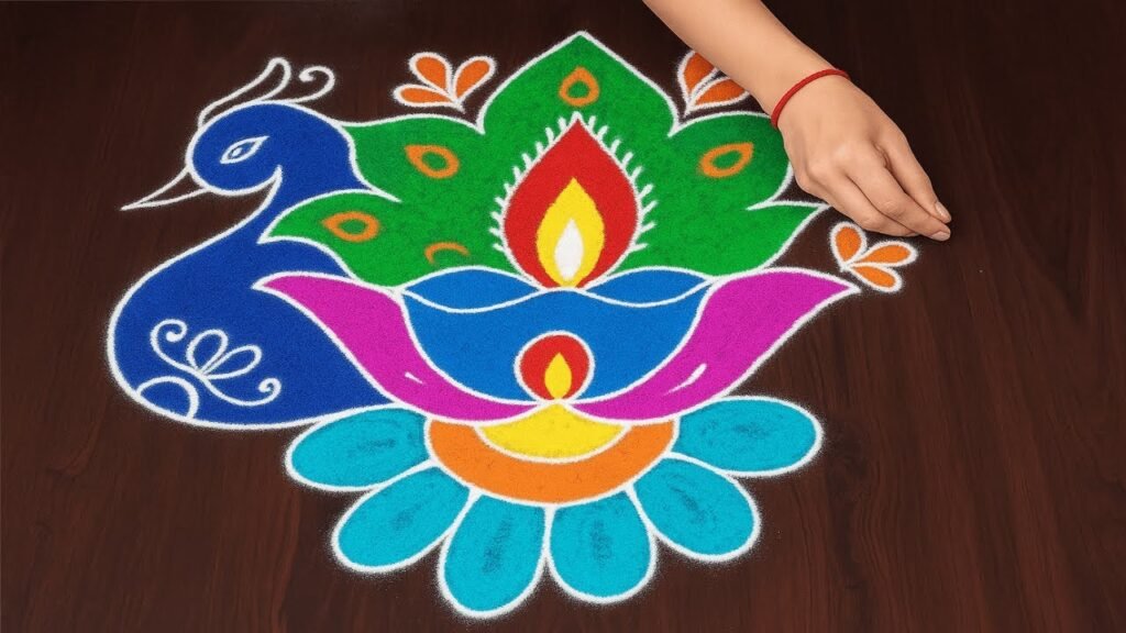 Diwali peacock rangoli