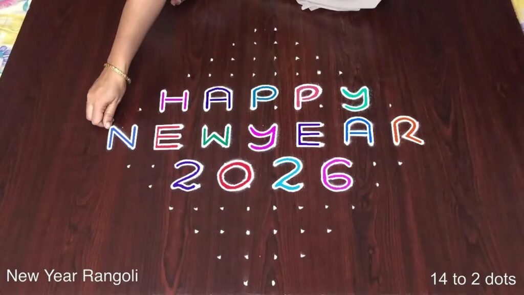 happy new year 2026 rangoli designs muggulu kolam with beautiful colours 19542
