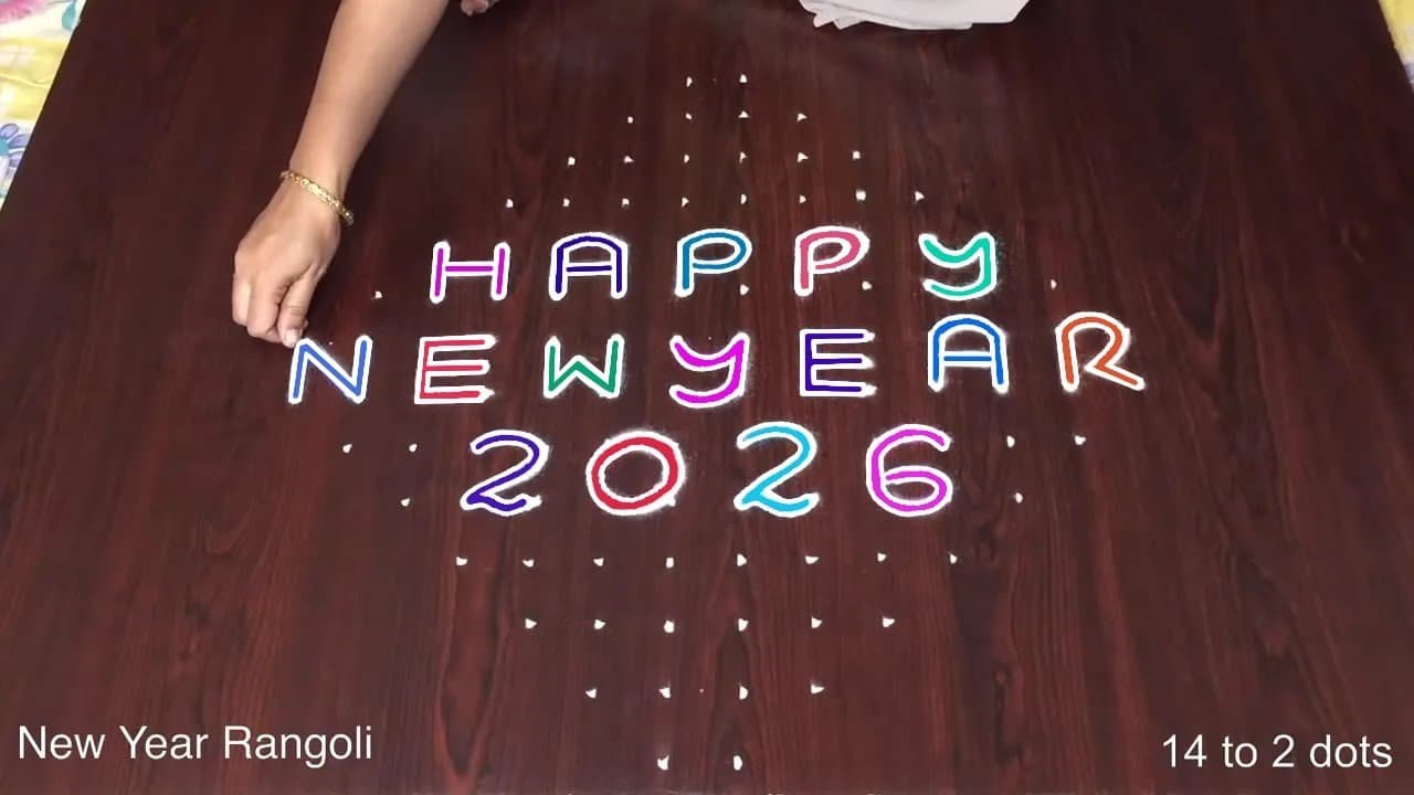 Happy New Year 2026 Rangoli Designs | Muggulu Kolam with Beautiful Colours