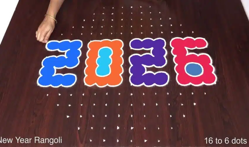 Happy New Year Rangoli 2026 | Traditional Festival Kolam Muggulu for Home Entrance