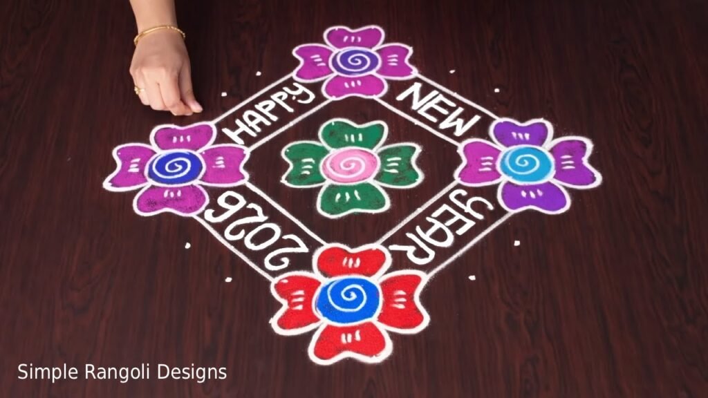 12 to 2 Dots New Year Kolam 2026 | Easy Festival Rangoli with Colours | Simple Rangoli Designs