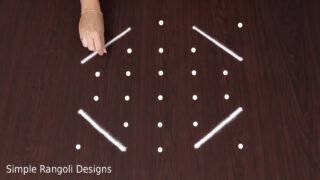 Simple 5×5 Dots Lakshmi Rangoli Designs for Pooja Room with Friday Kolam and Muggulu