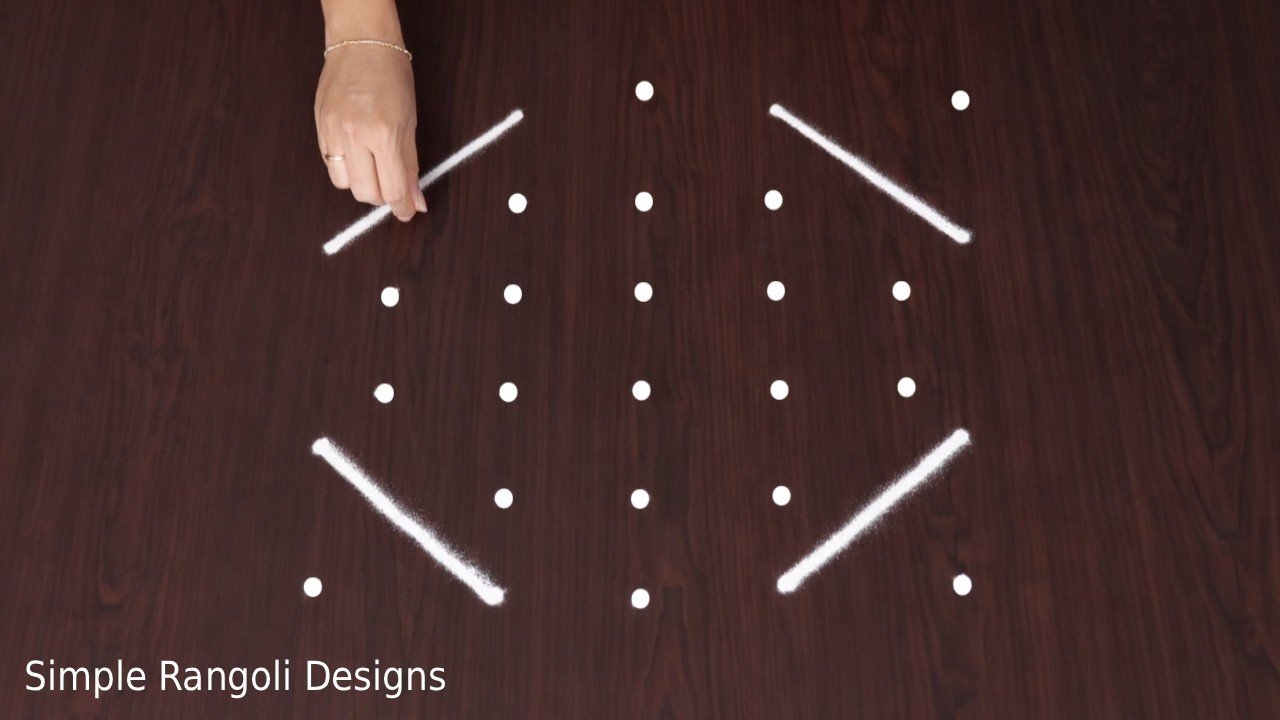 Simple 5×5 Dots Lakshmi Rangoli Designs for Pooja Room with Friday Kolam and Muggulu