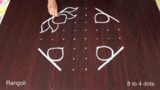 Ghummam Kolam Designs with Flower Rangoli 8×4 Dots Simple Muggulu Patterns