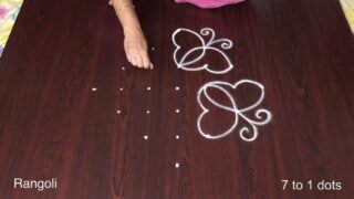 Pooja Room Rangoli Designs with Friday Kolam Simple 7×1 Dots Lakshmi and Muggulu