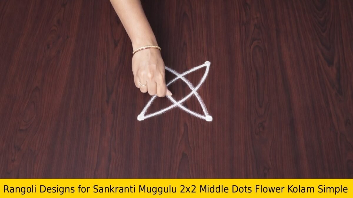 Rangoli Designs for Sankranti Muggulu 2×2 Middle Dots Flower Kolam Simple