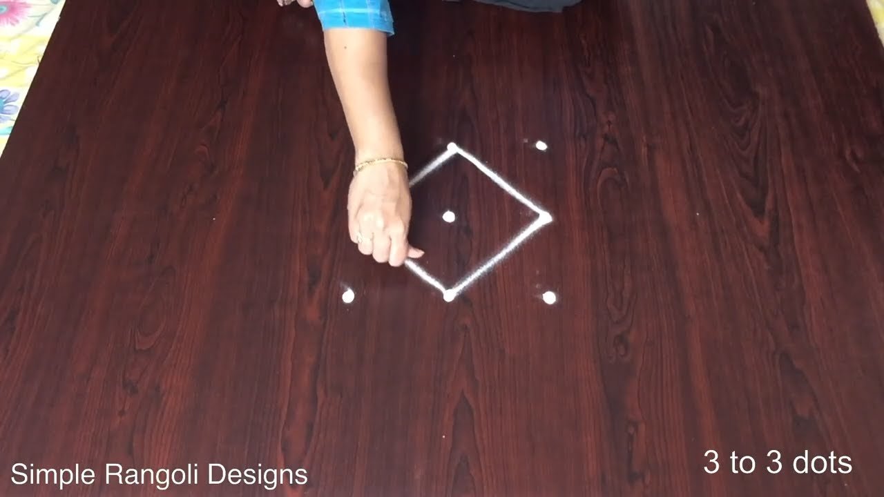 Lakshmi Rangoli Designs 3x3 Dots Simple for Pooja Room with Friday Kolam and Muggulu