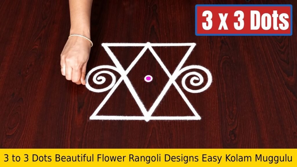 3 to 3 Dots Beautiful Flower Rangoli Designs Easy Kolam Muggulu