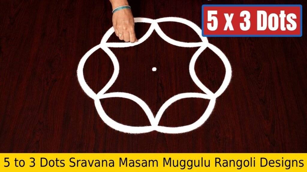 5 to 3 Dots Sravana Masam Muggulu Rangoli Designs