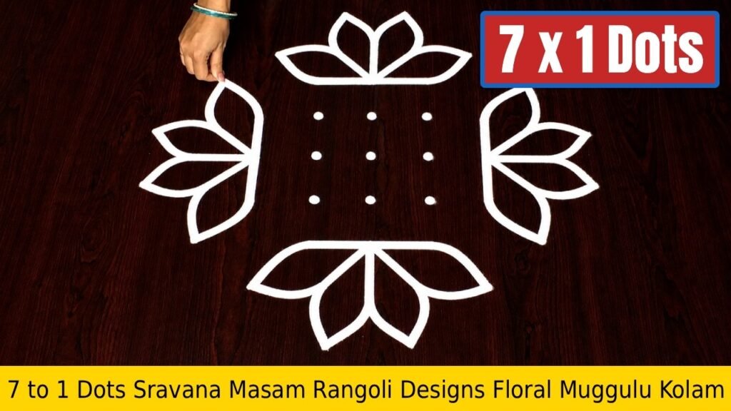 7 to 1 Dots Sravana Masam Rangoli Designs Floral Muggulu Kolam