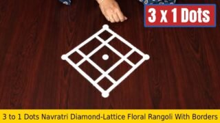 3 to 1 Dots Navratri Diamond-Lattice Floral Rangoli With Borders