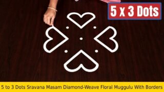 5 to 3 Dots Sravana Masam Diamond-Weave Floral Muggulu With Borders