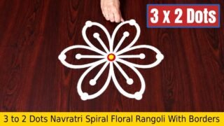 3 to 2 Dots Navratri Spiral Rangoli With Borders