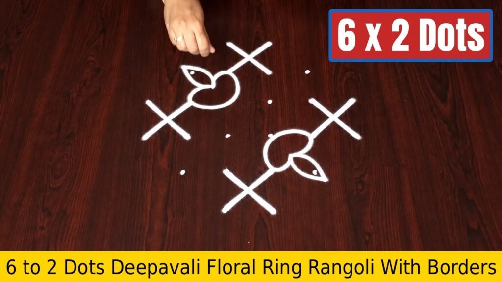 6 to 2 Dots Deepavali Floral Ring Rangoli With Borders