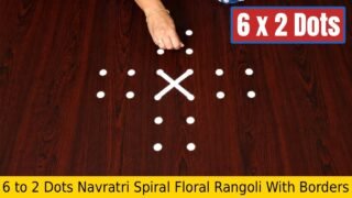 6 to 2 Dots Navratri Spiral Floral Rangoli With Borders